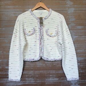 J. Crew NWT Cropped Lady Jacket Marled Yarn Preppy Classic Stretch Womens XS